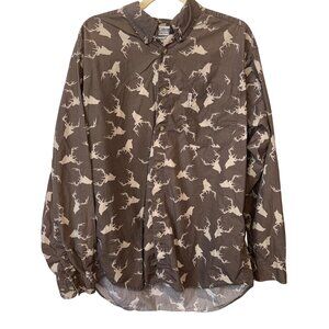 Columbia Mens Brown Long Sleeve Shirt With Deer Print Size L